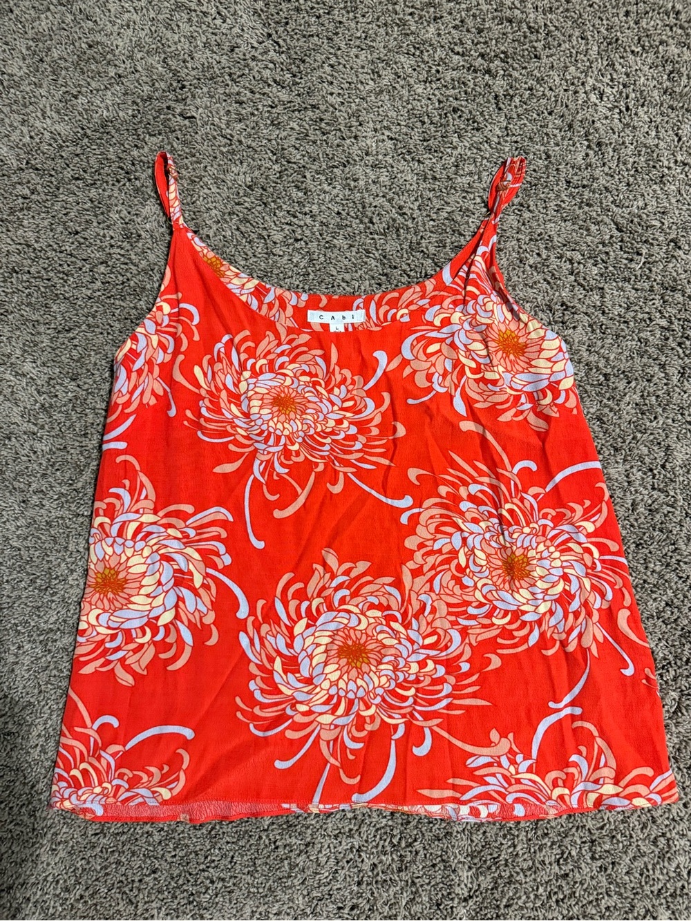 CAbi Red Floral Spaghetti-Strap Cami